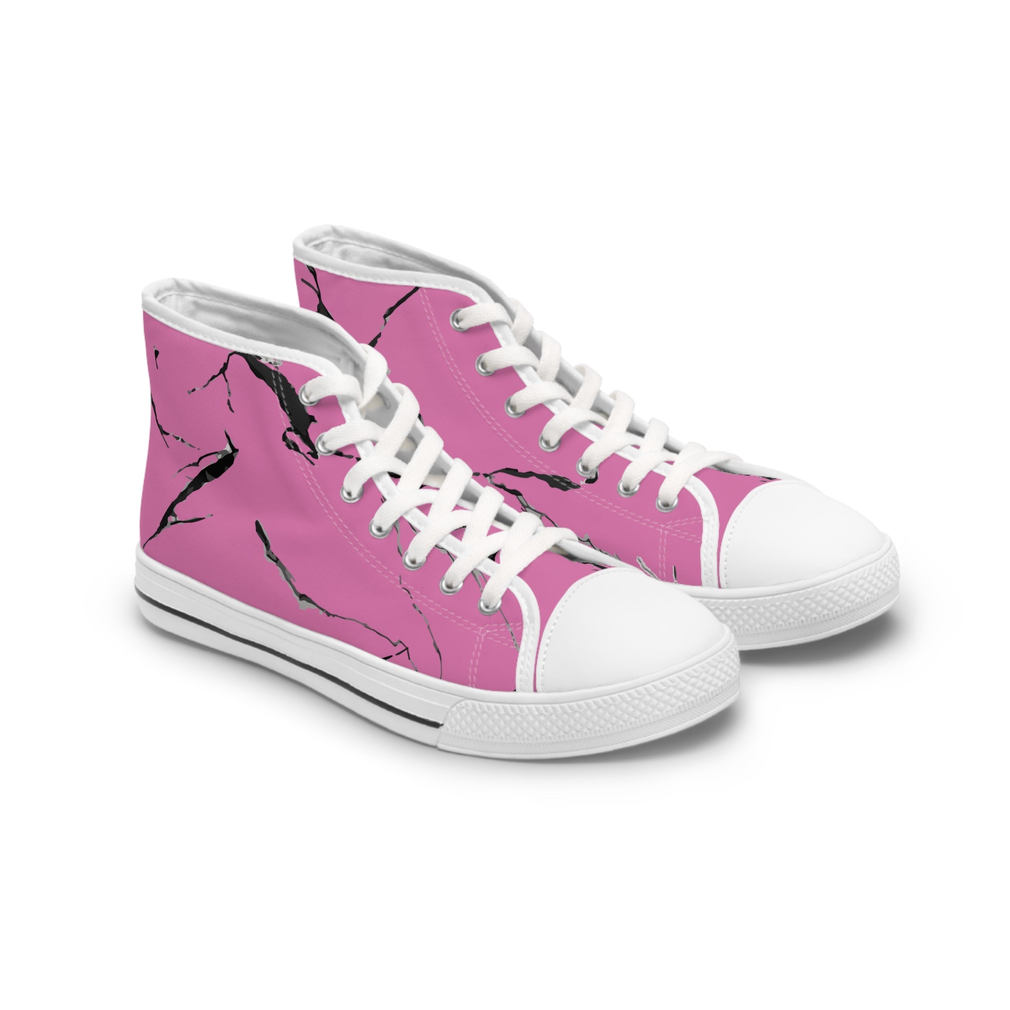Trendy Pink Marble High Top Sneakers for Women